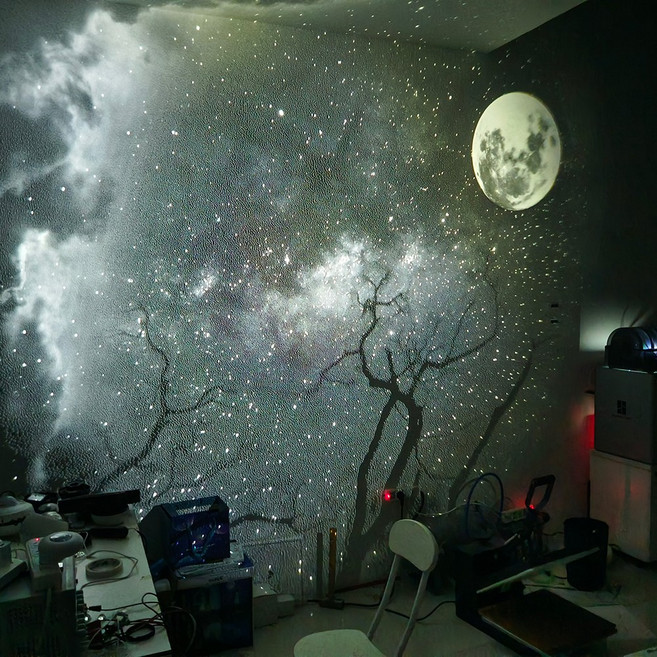 별똥별 오로라무드등 블랙홀 프로젝터 필름 구성품, 01 밝은달중심