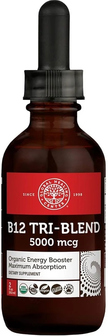 글로벌 힐링 트라이블렌드 비타민B12 5000mcg 액상 에너지 기분 심장 지원, 2개, 59.2ml - 쿠팡