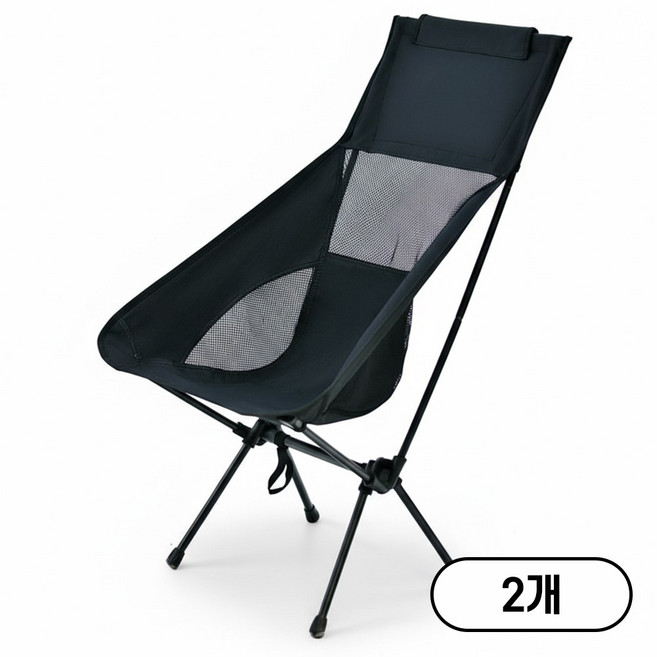 저스트캠프 접이식 캠핑의자 옥스포드 경량 캠핑체어, 2개, 하이체어 (블랙)