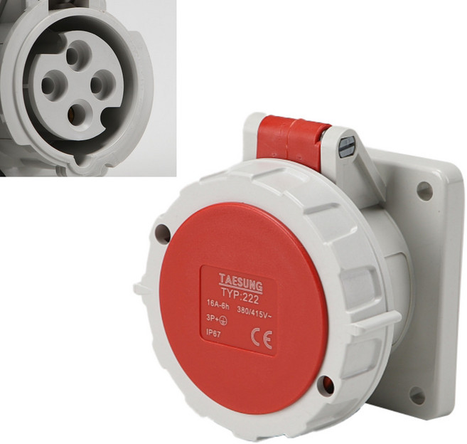 TS 분진 방수 415V 16A 3P+E 산업용 판넬 콘센트 먼지 현장 방우 기계, 1개