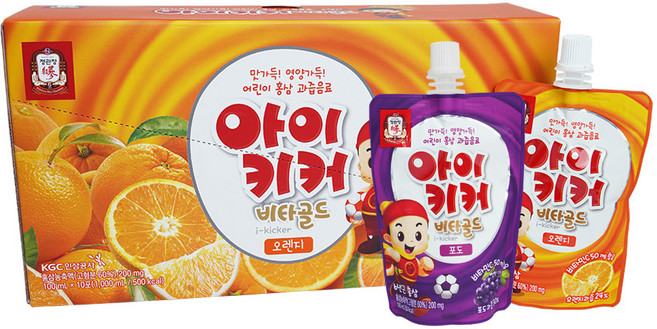 종근당 아이키커 비타골드 오렌지맛 100ml 1박스(10팩) + 포도맛 100ml 1팩, 11팩