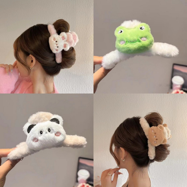 ZMBIRD 4종세트 귀여운 동물 털집게핀 겨울 올림머리 N1921