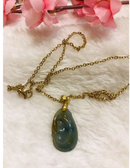 飄藍花黃翡如意項鍊 A貨翡翠