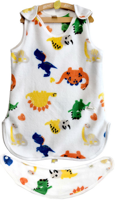 가을 겨울 유아 아기 아동 극세사 롱 수면조끼+스카프빕 2종세트