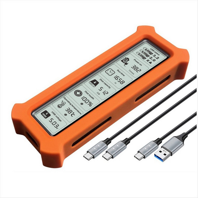 M.2 NVME SATA 듀얼 프로토콜 SSD 인클로저(디스플레이 화면 포함) NVME SATA SSD 디스크 박스 B와 호환용 USB 유형 C SSD 어댑터, 1개, 비
