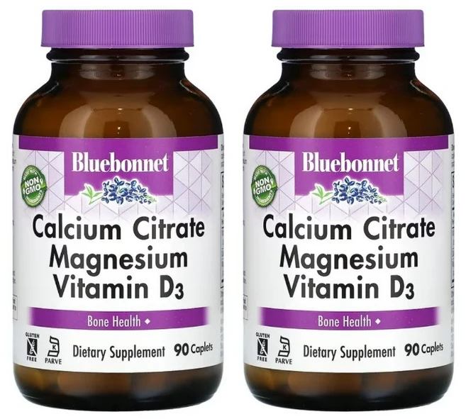 블루보넷 칼슘 시트레이트 마그네슘 비타민 D3 캐플렛, 90정, 2개 - 쿠팡