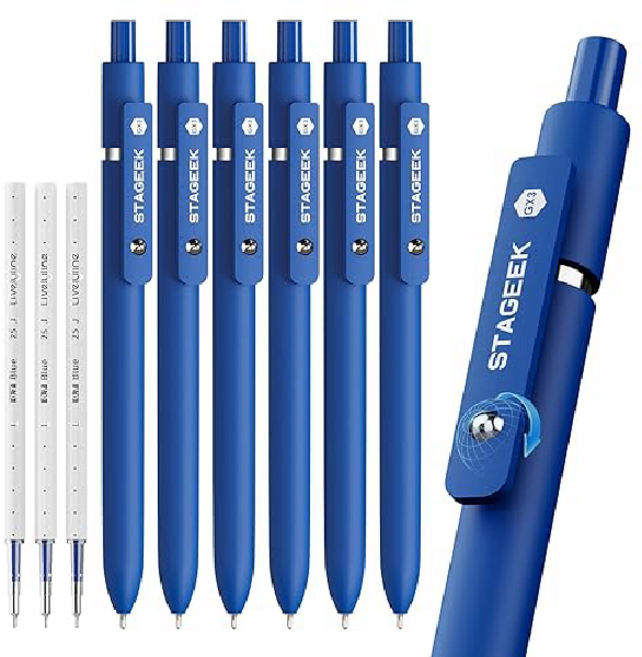 스테이지크 Stageek 볼펜 블루 GX3 젤 잉크 볼포인트 펜 0.7mm 6개 세트
