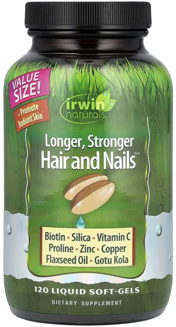 어윈네츄럴 건강한 피부 & 모발 플러스 손톱 액상 소프트젤 120정, IRW58134, 1개 - 쿠팡