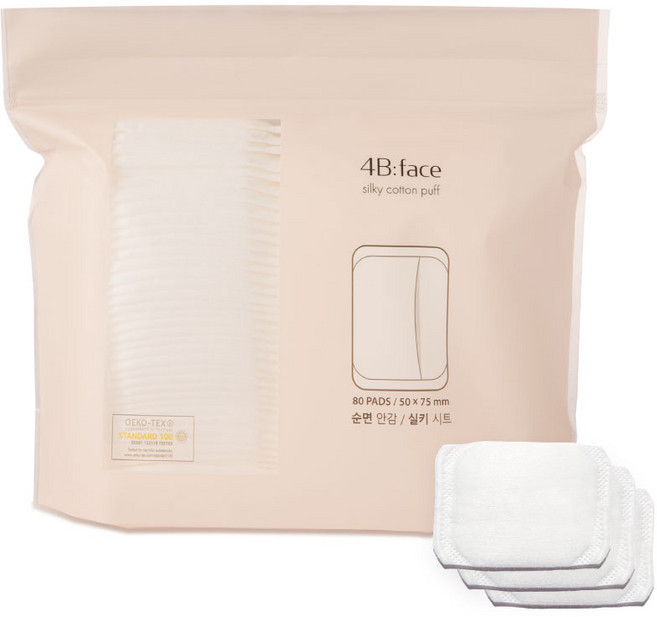 4Bface 포비페이스 실키 화장솜(80P), 3개, 80매입