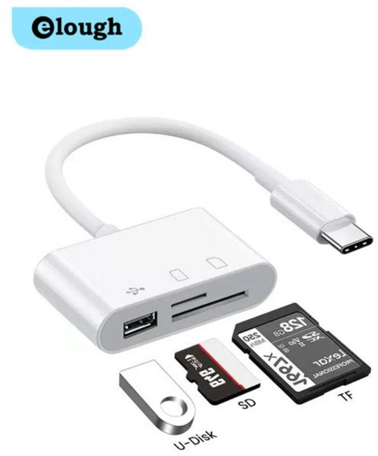 GEEKI 멀티 카드 리더기 C 어댑터 TF CF SD 메모리 OTG 작가 컴팩트 플래시 USB-C for 아이패드 호환 Pro 화웨이 맥북 삼성 샤오미 Cardre, [02] C 타입 to USB White, 1개