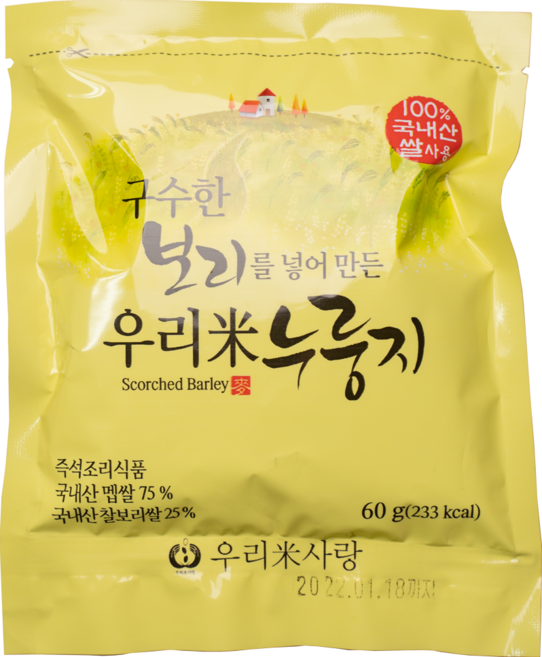 우리미사랑 구수한 보리누룽지 60g, 20개