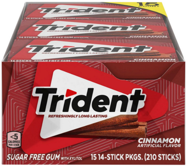 트라이던트 시나몬 무설탕 껌 210개입, 26.6g, 15개
