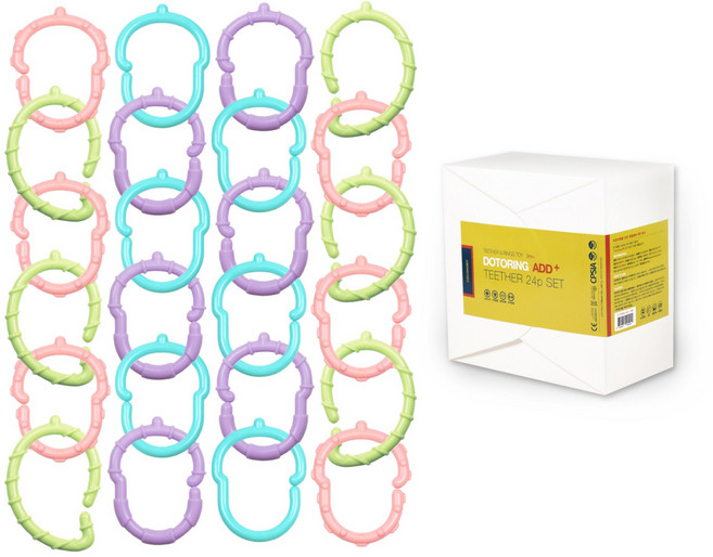 꼬꼬노리 국산 열탕소독 도토링 고리 치발기 애드 박스 24개입 유럽 미국 일본 국내4개국인증 소근육 발달 장난감, 1세트