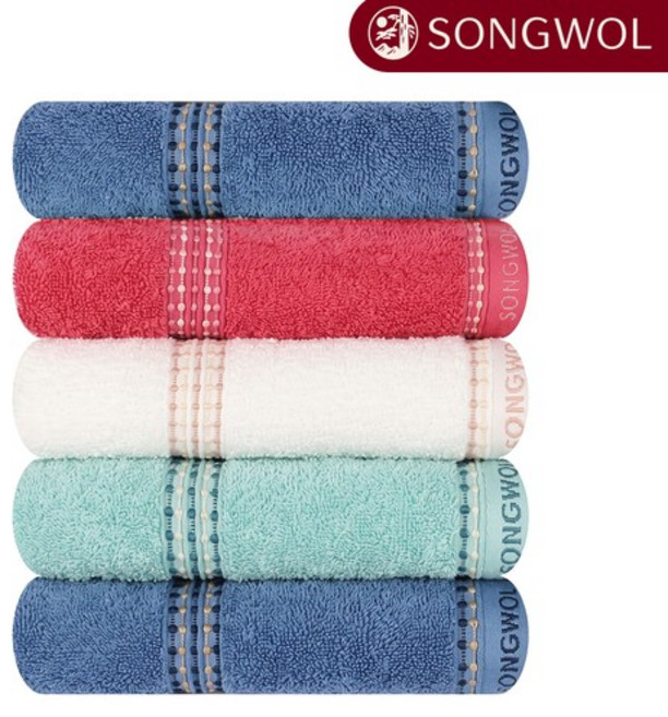 송월타올 AB 체인 140g 5매 세면타올 기념수건 답례품, 아이보리