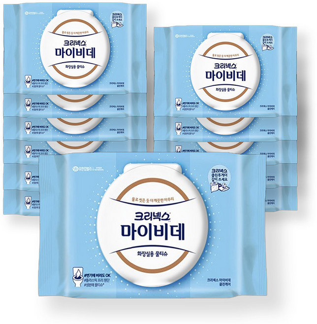 크리넥스 마이비데 물티슈 클린케어 캡 46매 x12팩, 1개입, 1개