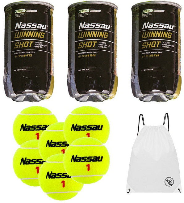 낫소 WNS TENNIS 선수용 시합공 2개입 3캔 + PGN짐쌕가방, 상세페이지참조