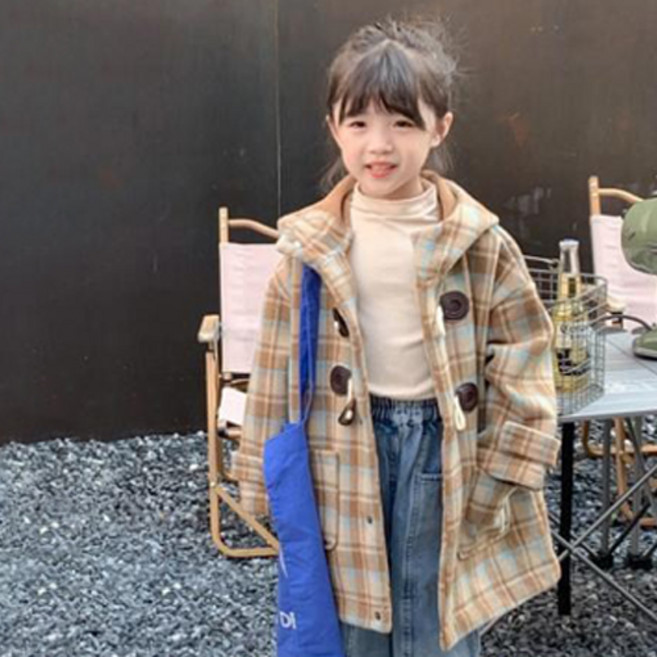 유블리 아동 후드 체크 캐주얼 떡볶이 캐주얼 코트 떡뽀끼