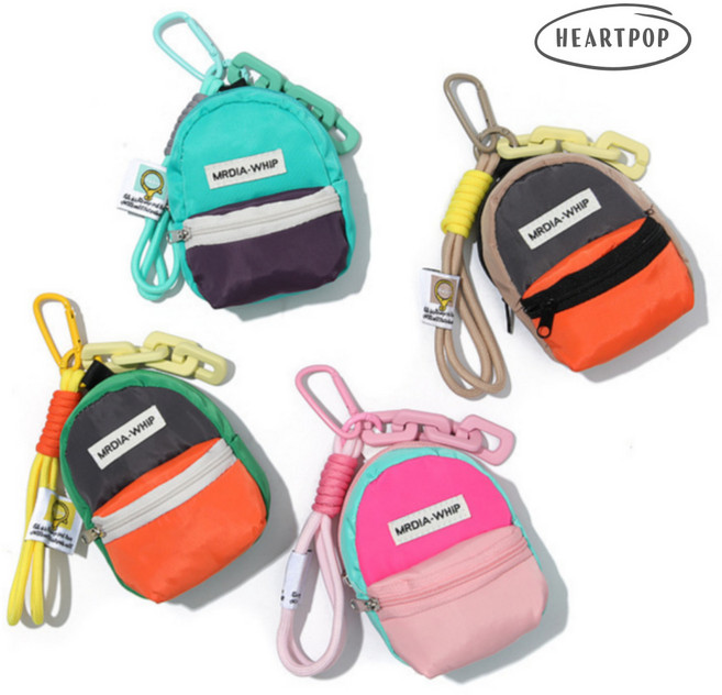 하트팝 백팩 키링 동전지갑 에어팟 케이스 립밤 파우치 인형 가방, 1개, 블루