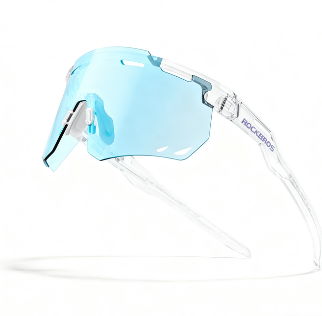 락브로스 SP323 경량화 사이클링 변색 편광 고글 + 안경 클립 케이스 세트, 클리어, 1개
