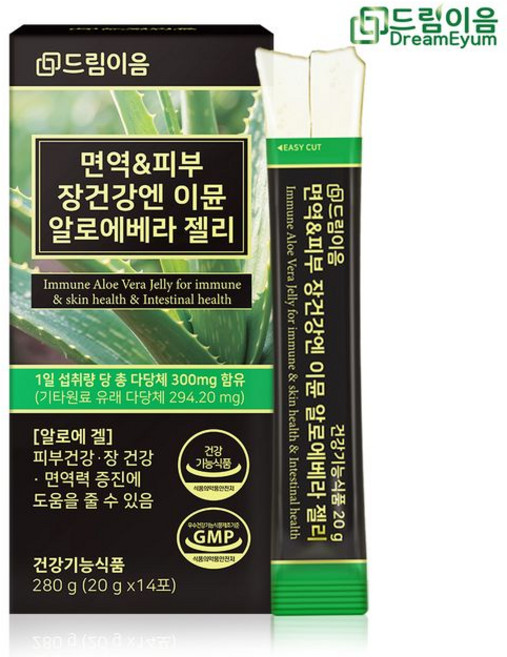드림이음 면역 피부 장건강엔 알로에 베라 젤리 총 다당체, 20g, 7박스
