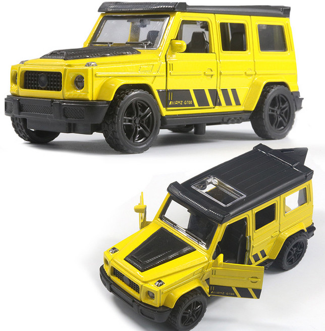 合金越野車模型玩具 車門可開 迴力合金車身 精美內裝, 奔巴黃色, 1個