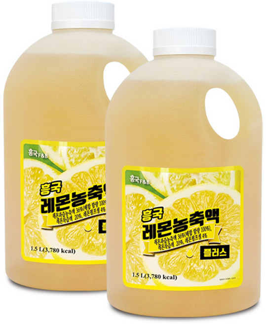 [업체발송] 흥국에프앤비 레몬 농축액 1.5L 2개세트, 2개