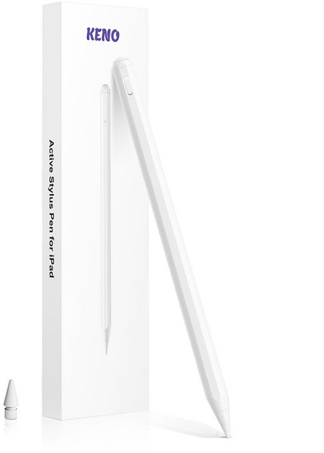 케노 애플펜슬 1세대 2세대 호환 스타일러스 아이패드 터치펜 무선충전, 화이트, 1개