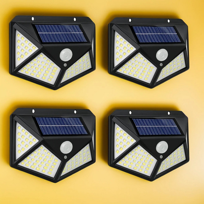 10위 - 일상애착 태양광 센서 외부벽등 야외조명 100칩 LED, 4개입