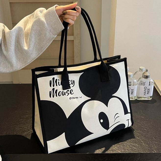 디즈니 미키 마우스 토트백 가벼운 가방 대용량 에코백 캐주얼 나들이 기저귀 캔버스 쇼퍼백