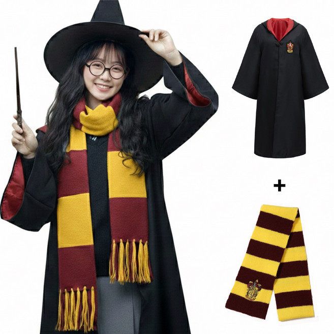 [청춘교복] 고퀄리티 해리포터 2종세트 로브+머플러 코스프레 할로윈 마법사 졸사 졸업사진