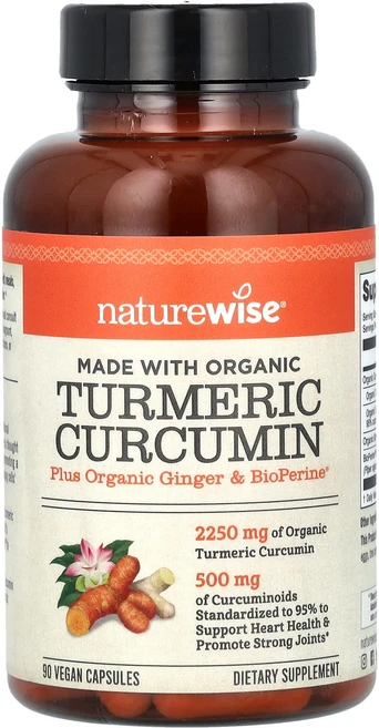 NatureWise 유기농 강황 커큐민 베지 캡슐 90정, NatureWise유기농강황커큐민베지캡슐90정, 1개 - 쿠팡