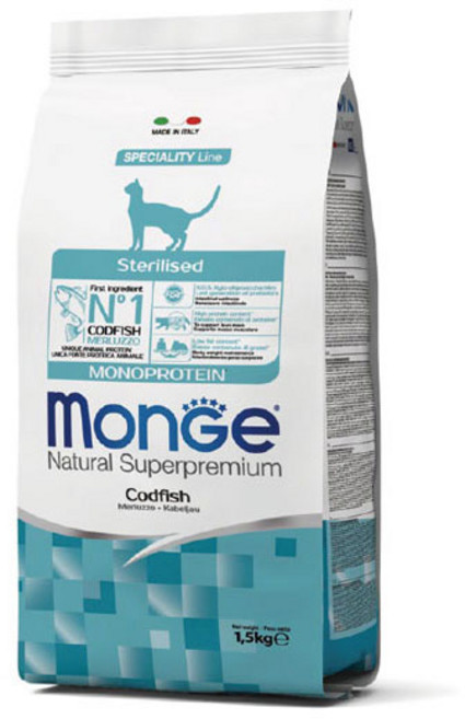 [CAT]몬지 내추럴 슈퍼프리미엄 스테럴라이즈드 모노프로틴 대구 1.5kg, 1개