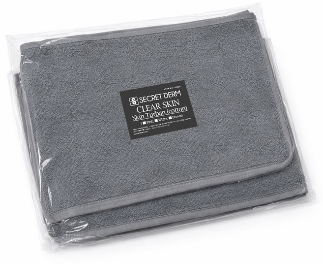 시크릿덤 국산 사각 터번 세안 헤어밴드 샤워 머리띠 피부터번 피부관리 면100%, 1개, 국산 그레이 터번