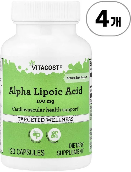 비타코스트 알파 리포산 100mg Vitacost Alpha Lipoic Acid 100 mg 120정, 4개 - 쿠팡