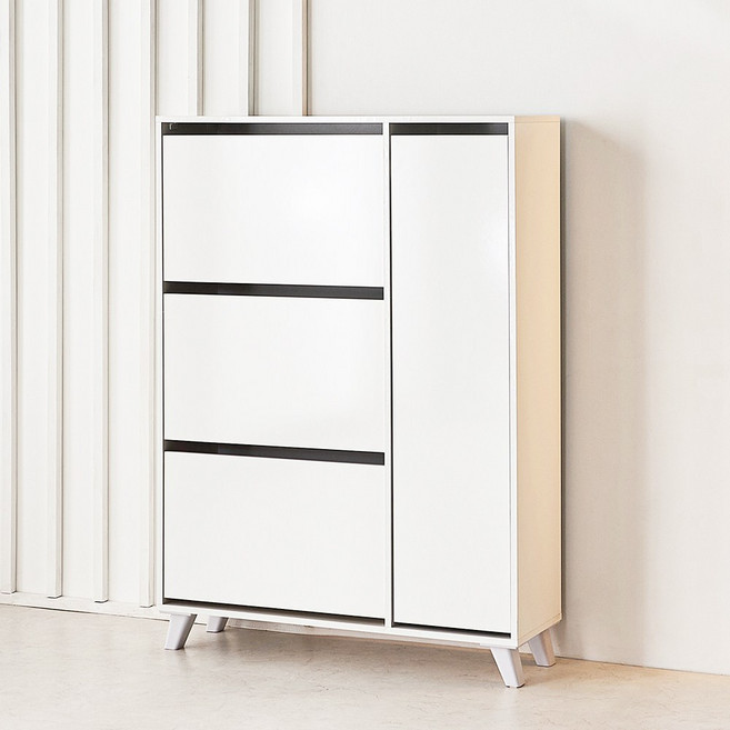 집무드 컨실러 폴딩 도어 3단 우산꽂이 슬림 현관 신발장 900, 화이트