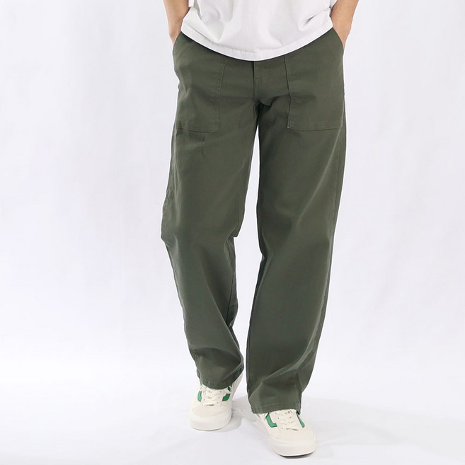 남자 퍼티그 팬츠 일자 면바지 스판 세미와이드 밴딩