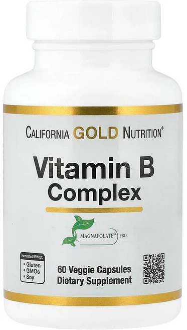 California Gold Nutrition 비타민B 복합체 엽산 비오틴 판토텐산 비타민B6 함유 베지 캡슐 60정 CGN-01296, 1개 - 쿠팡