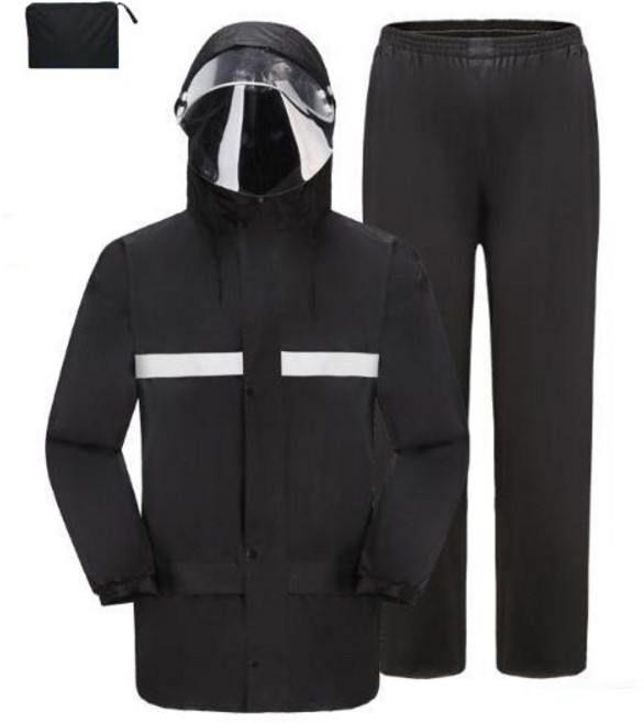 couyor 분체식 오토바이 우비 상하의 세트 라이딩 우의 밀리터리 빅사이즈, 블랙