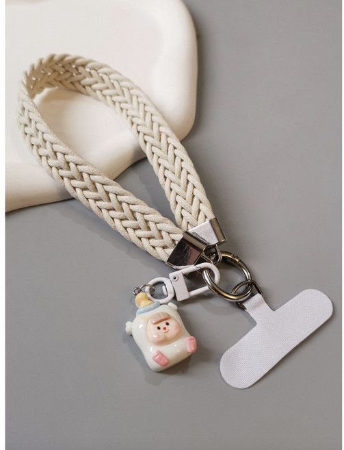 BULA불라 핸드폰 꽈배기 스트랩 든든한 핸드폰 줄, 1개, 아이보리