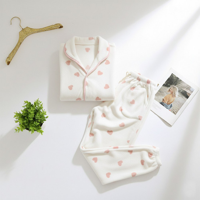 겨울 극세사 수면 잠옷세트 하트 수면담요 수면바지 학생 간편템