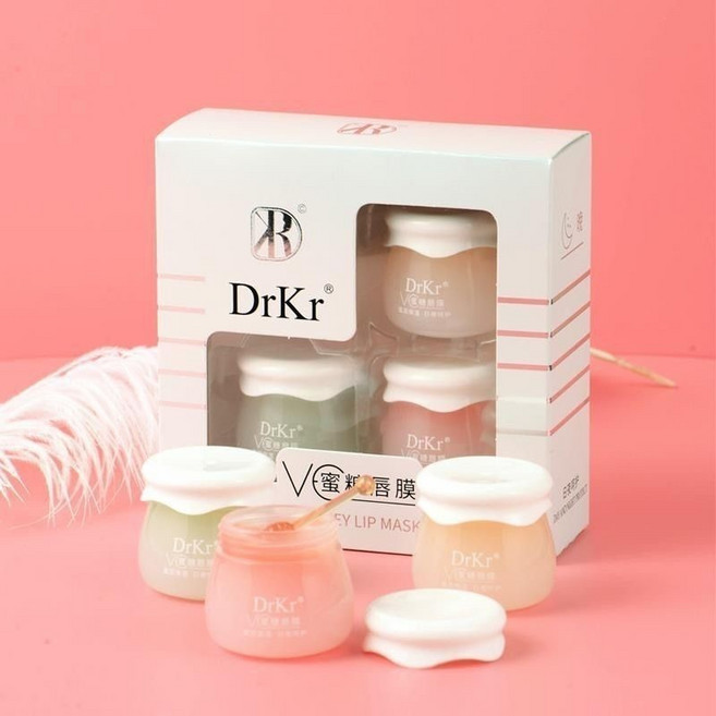DrKr 小蜜罐 潤脣膜 - 補水保濕 淡化唇紋 【台灣現貨】, 1個, 蜜糖唇膜1套3罐