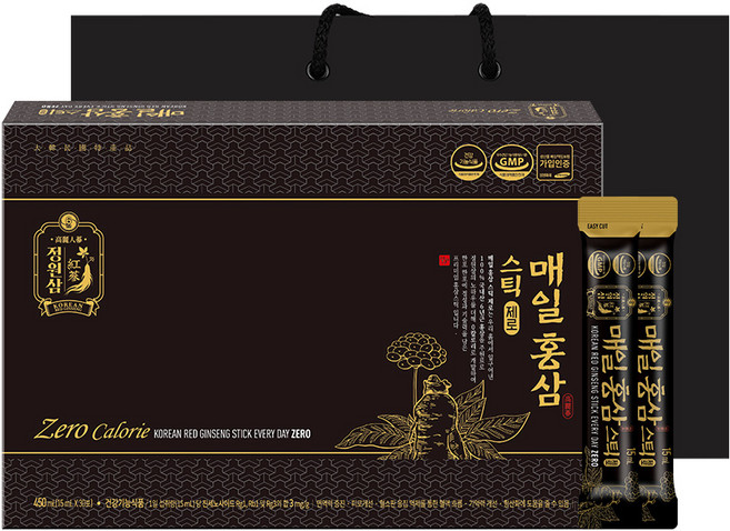정원삼 매일 홍삼스틱 제로 15ml 30포 + 쇼핑백, 1박스, 450ml