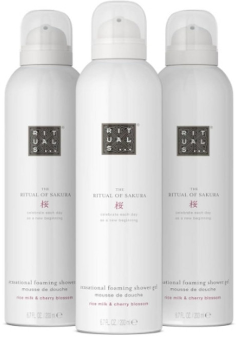 Rituals 리투알스 사쿠라 체리블러썸 거품형 바디워시 샤워젤, 3개, 200ml