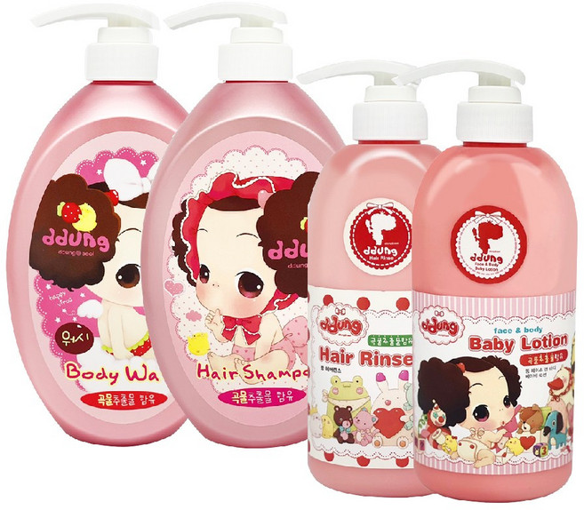 뚱 베이비 바디워시 750ml + 샴푸 750ml + 린스500ml + 로션 500ml 4종 세트, 1세트