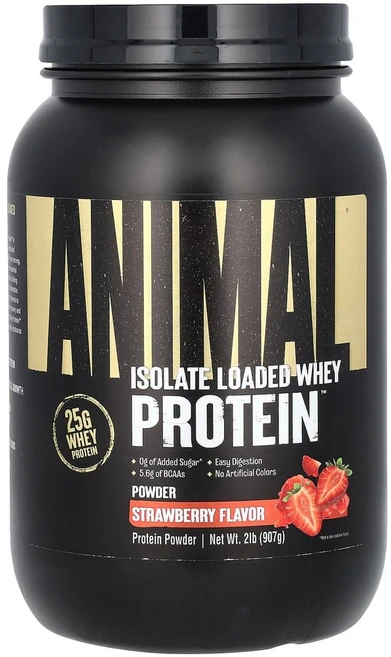유니버셜뉴트리션 분리물 로디드 유청 단백질 분말 딸기 맛 907g(2lb), 907g, 1개 - 쿠팡