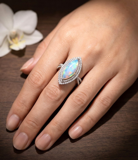 Opal 鑽石戒指