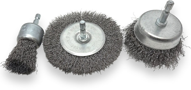 툴레보 전동드릴 임팩드릴용 와이어 스텐 컵 육각 브러쉬 3종, 1세트