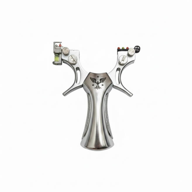 武器酷 彈弓 強力彈弓 金屬彈弓 戶外彈弓 彈珠弓 狩獵弓, 1個, 神鷹簡易 皮筋2 泥彈100,銀