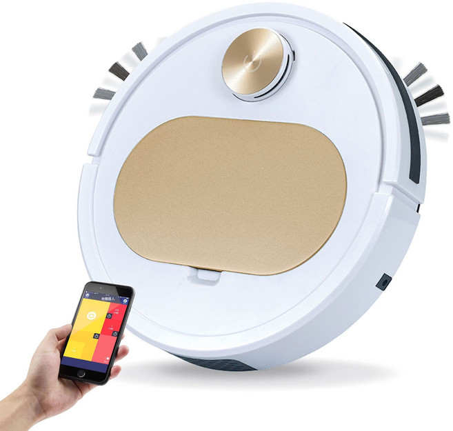 家用Es350APP全自動定時掃地機器人智能遠程三合一掃地機, 中文包裝+中文說明書, 金色APP款