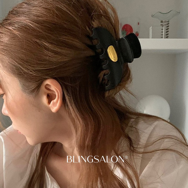 블링살롱 마들렌느 브라운 호피 무광 매트 골드 버튼 집게핀 2컬러 프랑스 헤어바렛 여성 올림머리 머리핀 헤어핀